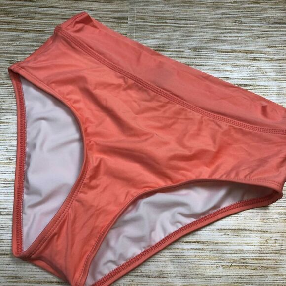 A-285 ATHENA Womens Bikini Swim Bottom High waist CORAL sz 8 - Picture 1 of 1
